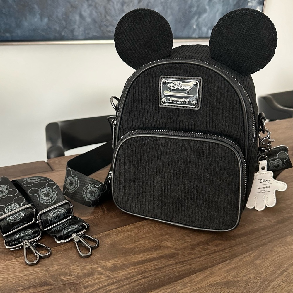 Loungefly Disney100 Mickey Mouse Corduroy Convertible Backpack/Crossbody *EUC*